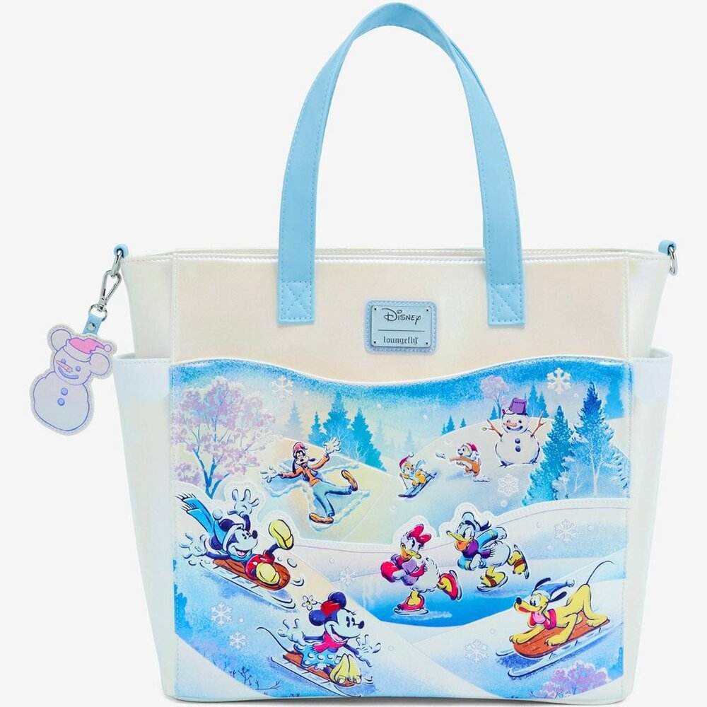 Loungefly Disney Mickey Mouse And Friends Winter Wonderland Convertible Tote Bag